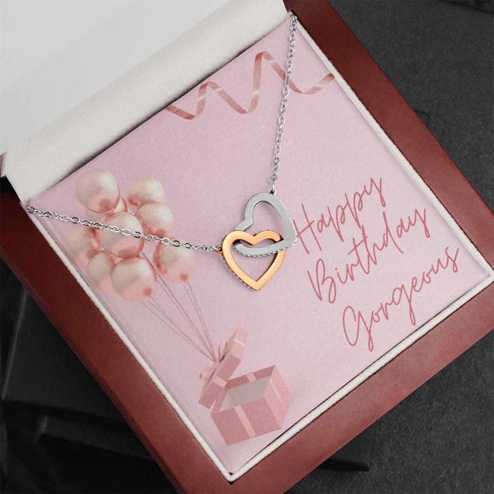 "Happy Birthday Gorgeous" Interlocking CZ Diamond-Encrusted Necklace