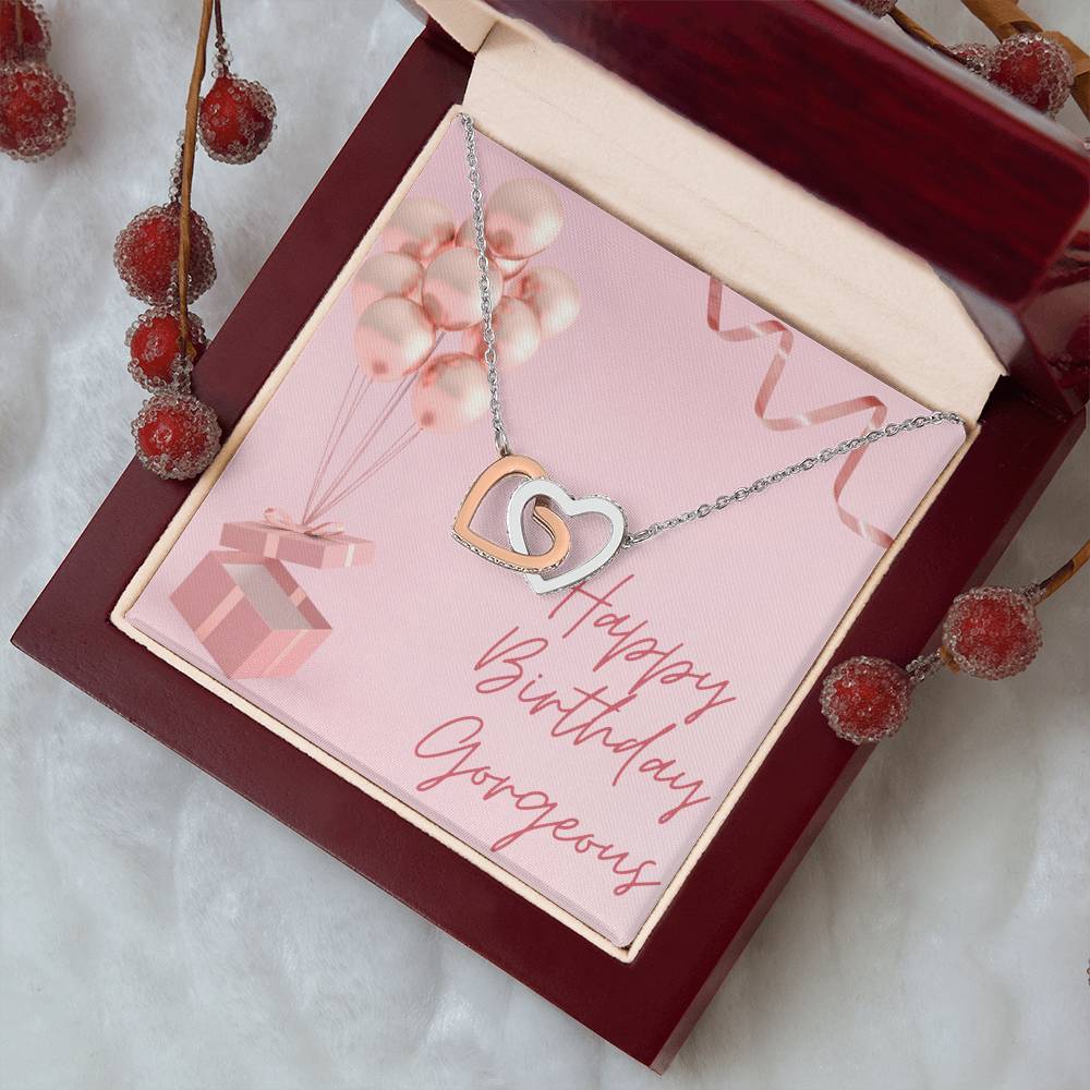 "Happy Birthday Gorgeous" Interlocking CZ Diamond-Encrusted Necklace