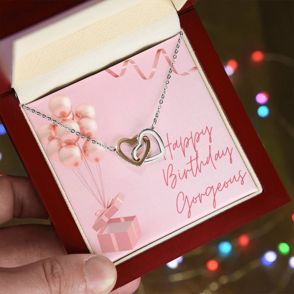 "Happy Birthday Gorgeous" Interlocking CZ Diamond-Encrusted Necklace