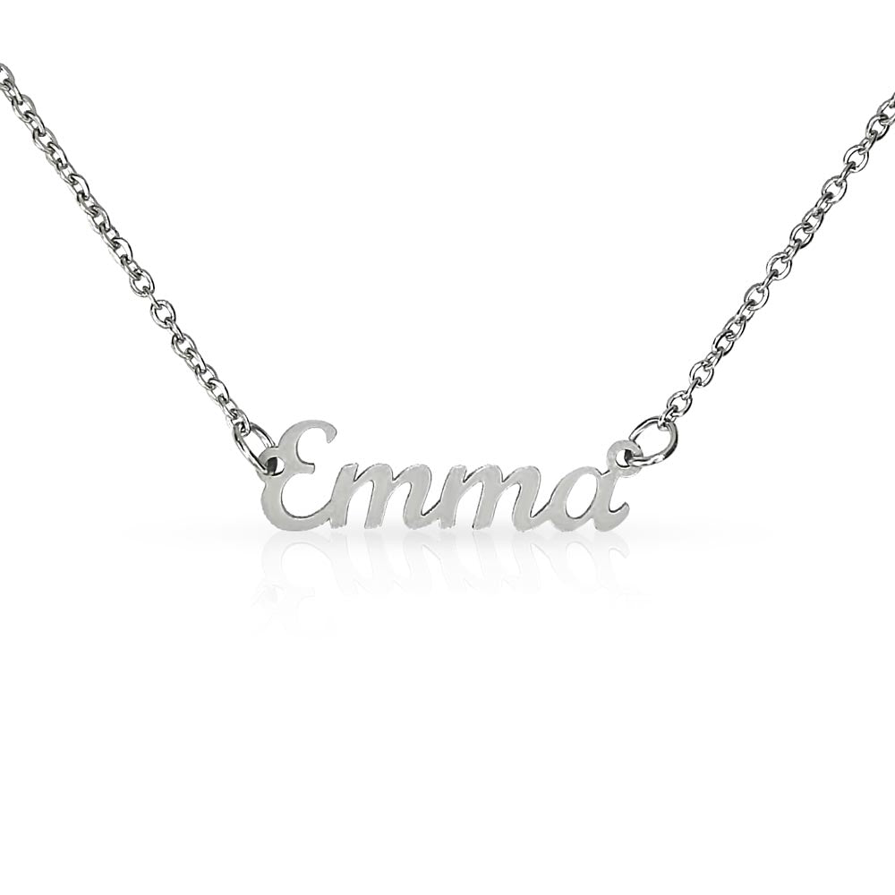 Personalized Name Plate Necklace on Festive Evergreen Message Card