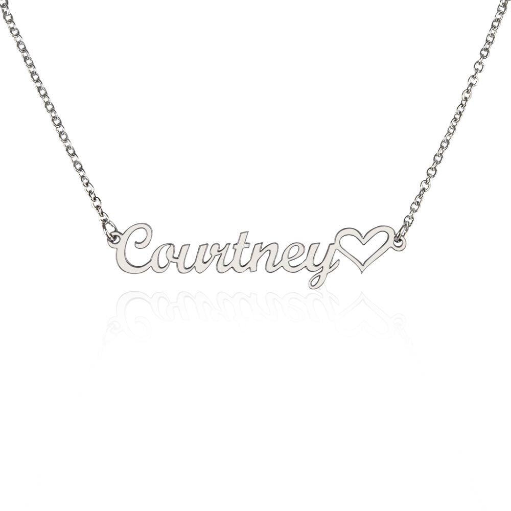 Pink Merry Christmas Personalized Nameplate Necklace with Heart