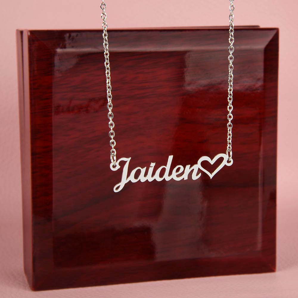 Pink Merry Christmas Personalized Nameplate Necklace with Heart