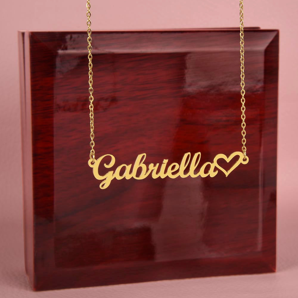 Pink Merry Christmas Personalized Nameplate Necklace with Heart