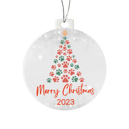 "Dog Lover" Paw Print Christmas Tree 2023 Keepsake Ornament