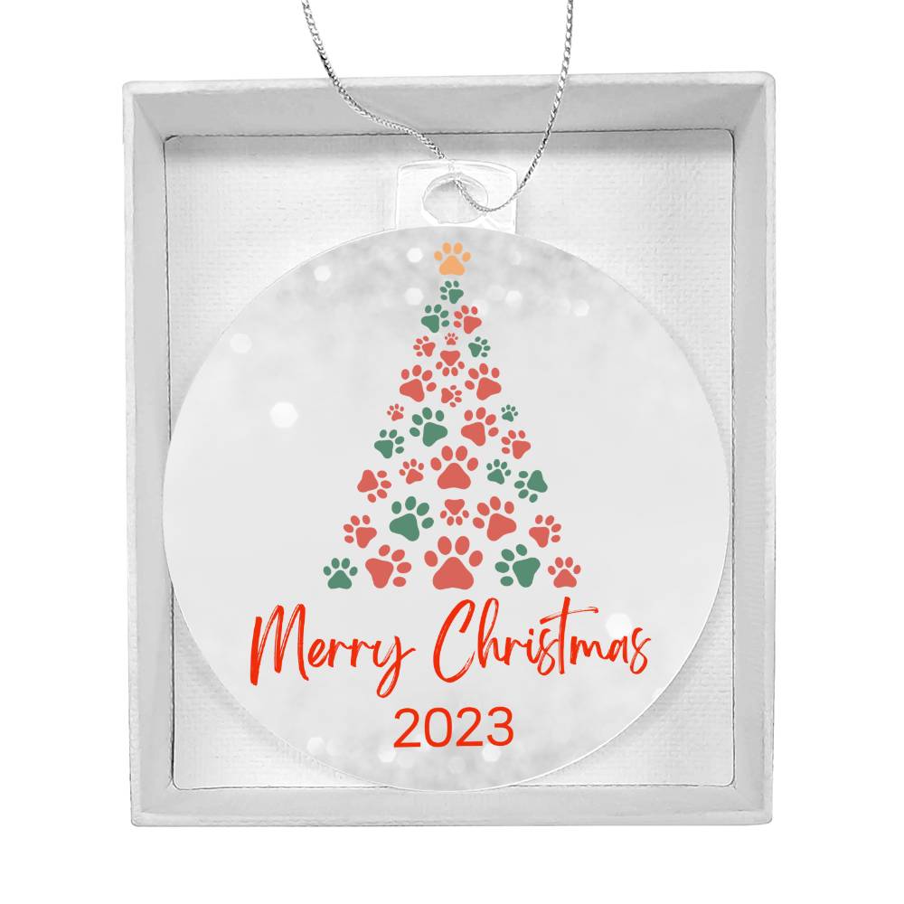 "Dog Lover" Paw Print Christmas Tree 2023 Keepsake Ornament