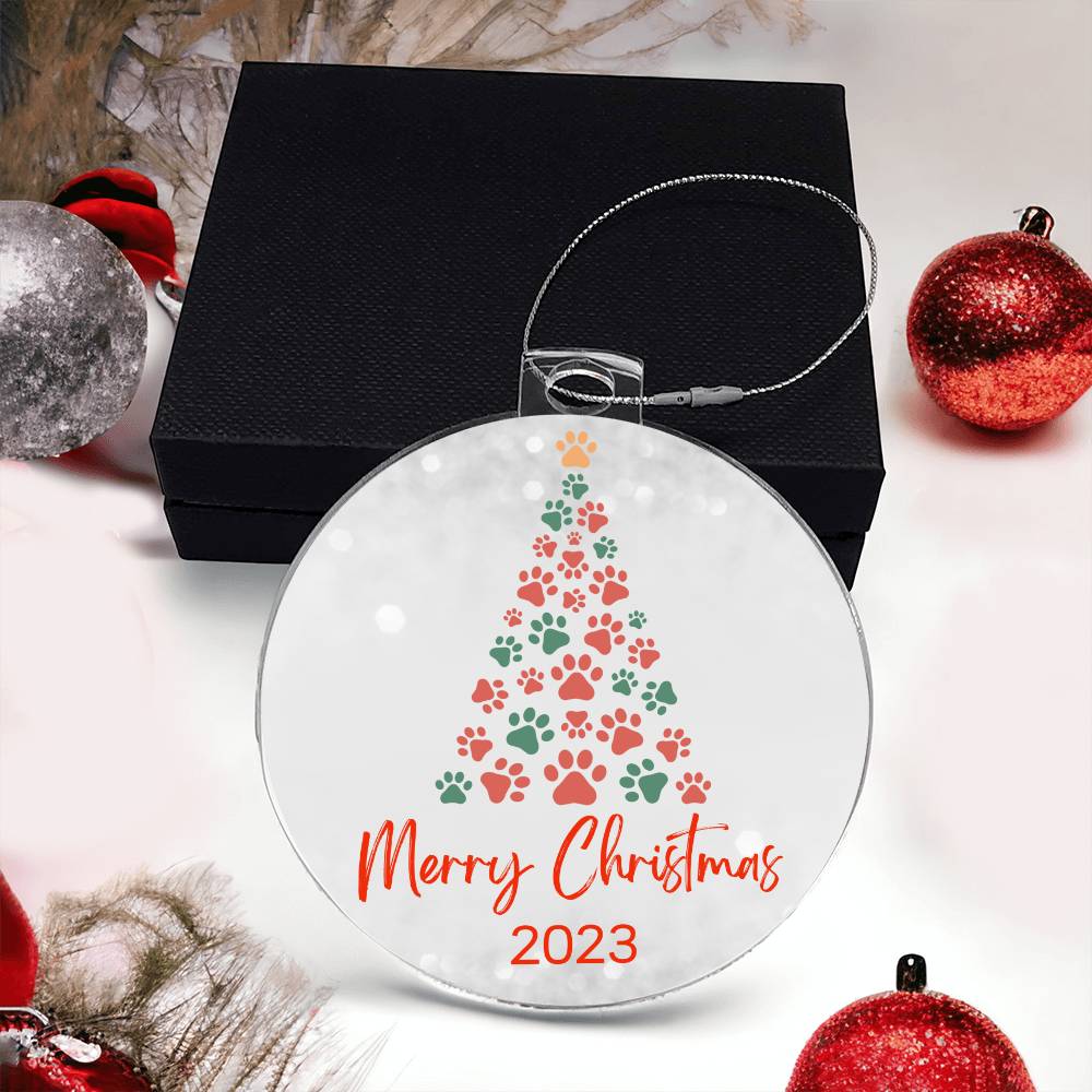 "Dog Lover" Paw Print Christmas Tree 2023 Keepsake Ornament