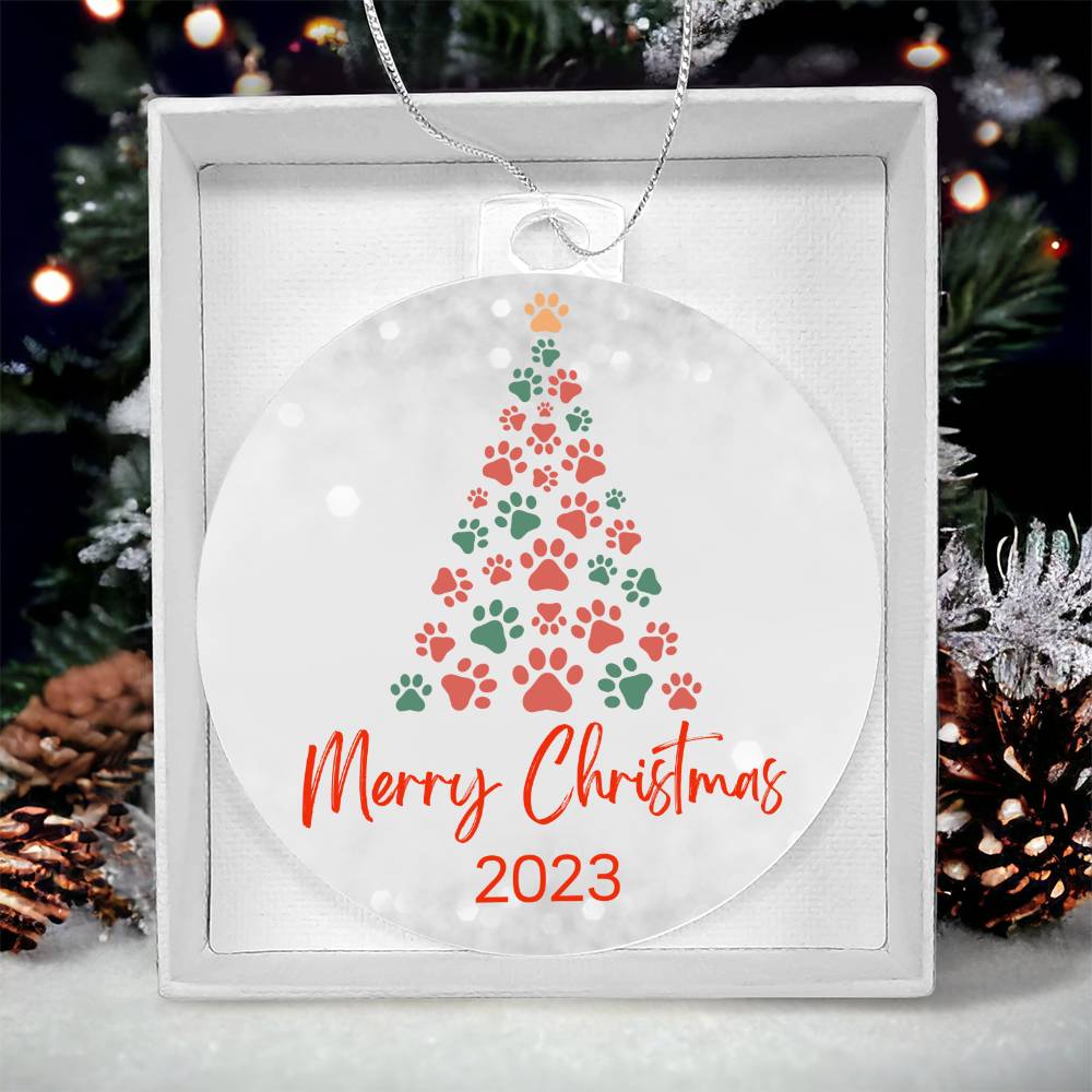 "Dog Lover" Paw Print Christmas Tree 2023 Keepsake Ornament