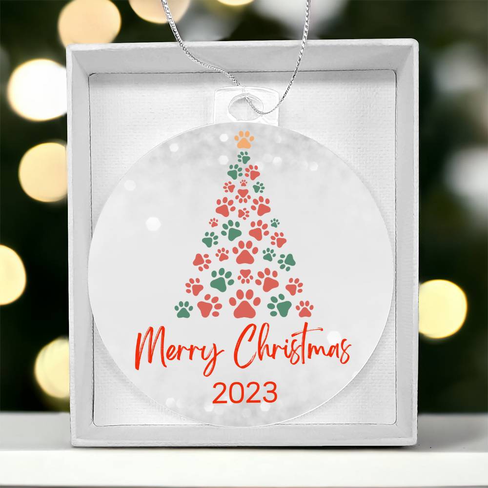 "Dog Lover" Paw Print Christmas Tree 2023 Keepsake Ornament