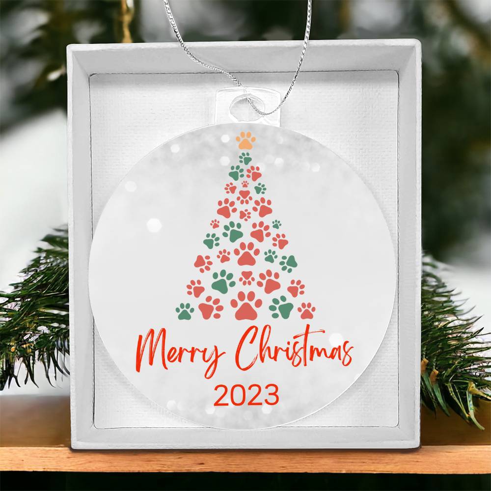 "Dog Lover" Paw Print Christmas Tree 2023 Keepsake Ornament