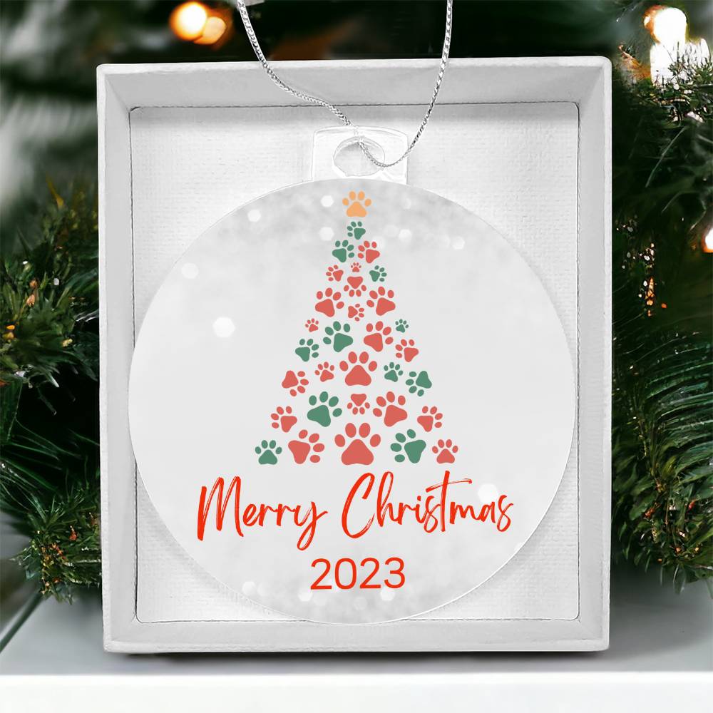 "Dog Lover" Paw Print Christmas Tree 2023 Keepsake Ornament