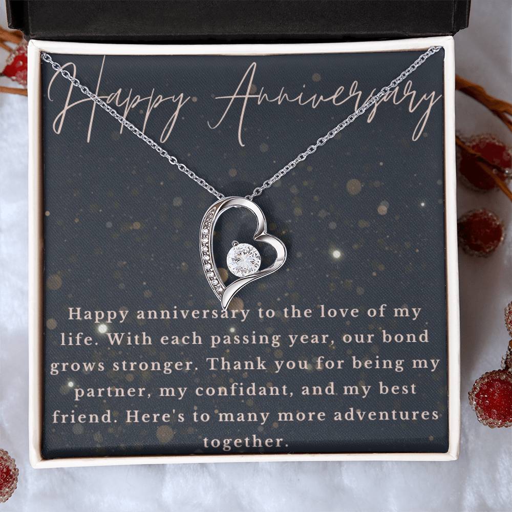 Anniversary Heart CZ Diamond Pendant Necklace