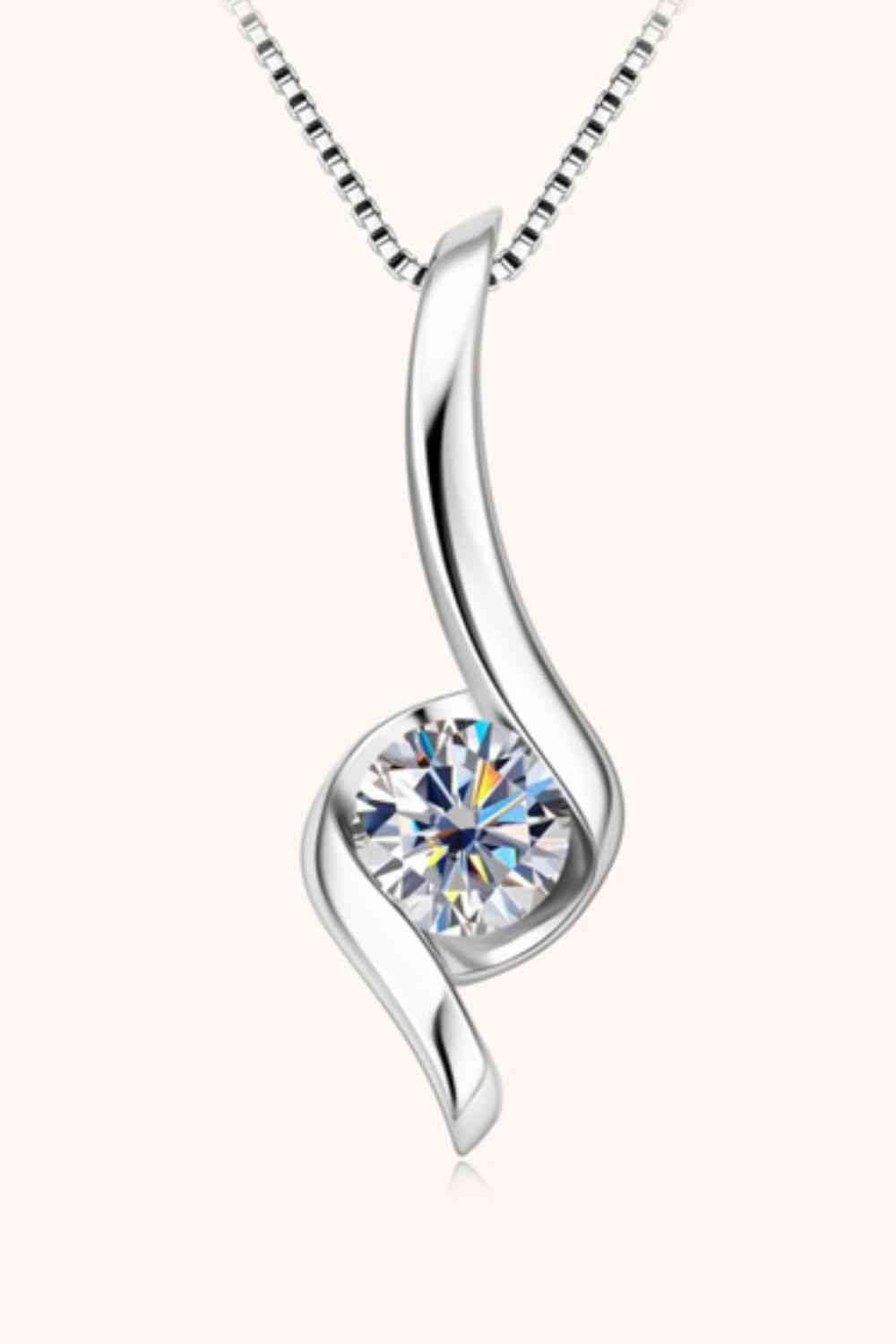 1 Carat Moissanite Pendant Sterling Silver Necklace