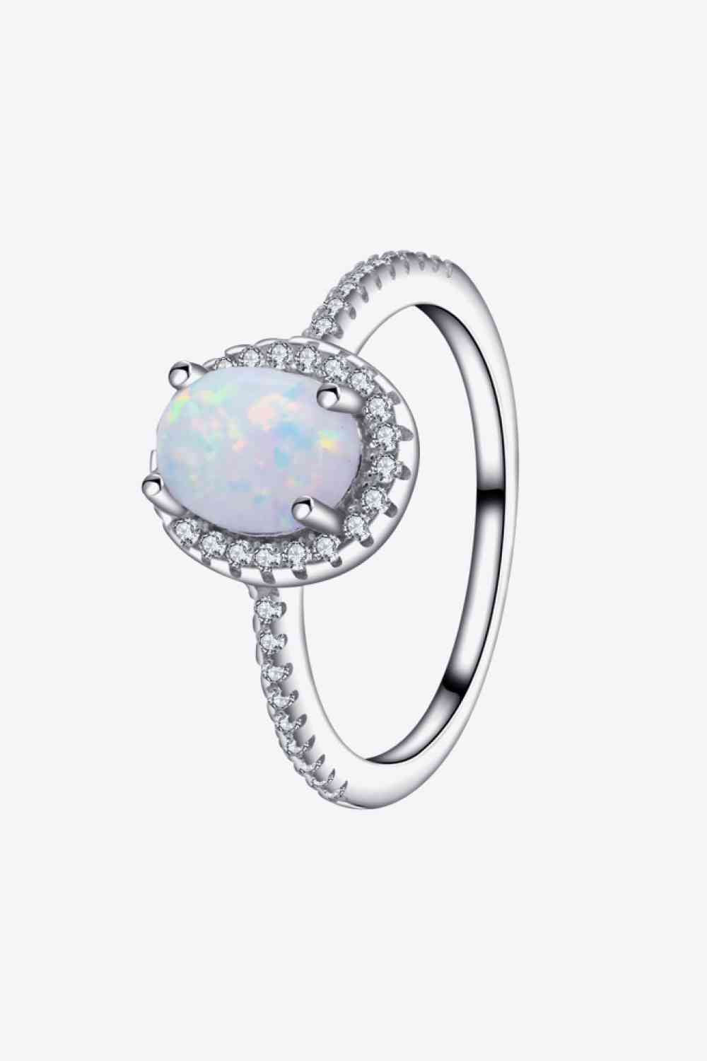 Mystical Opal Sterling Silver Halo Ring