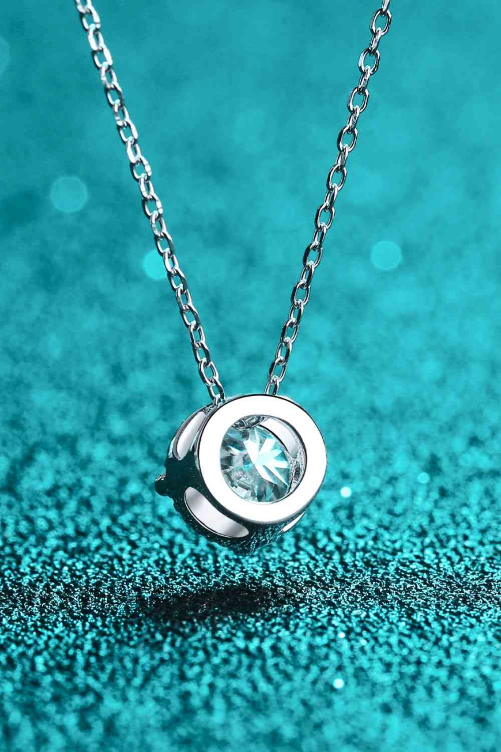 1 Carat Moissanite Round Halo Pendant Necklace