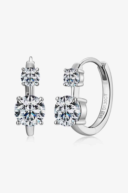 1.3 Carat Moissanite 925 Sterling Silver Huggie Earrings