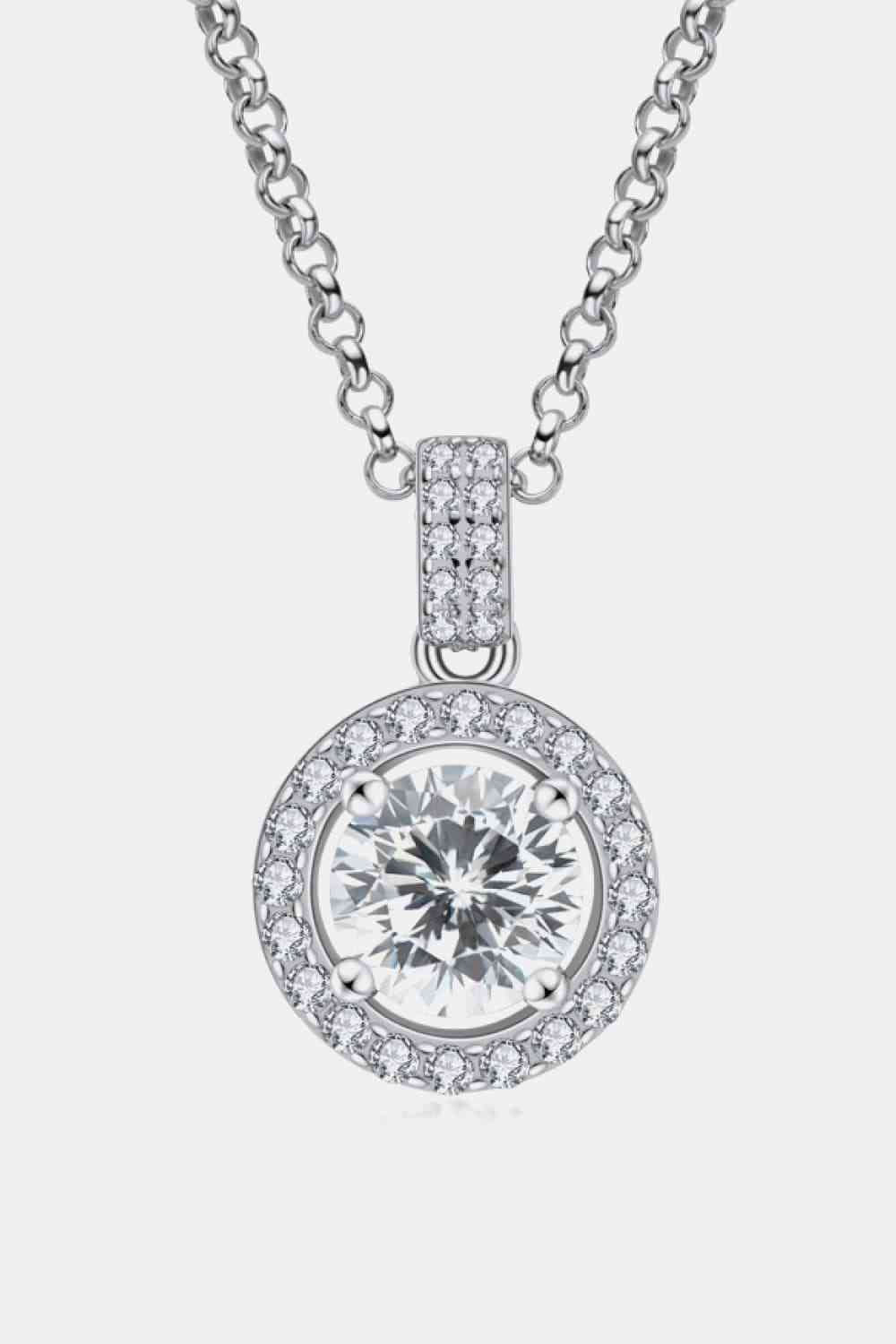 Classic Pave Halo Pendant ZC Sterling Silver Necklace