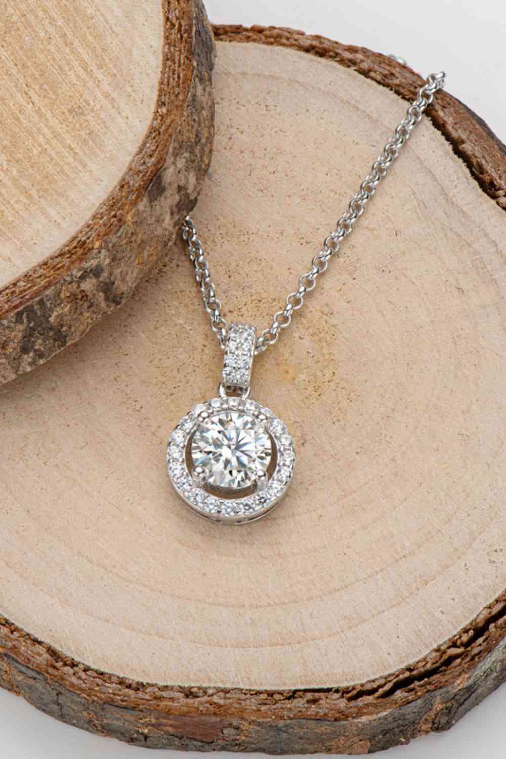 Classic Pave Halo Pendant ZC Sterling Silver Necklace