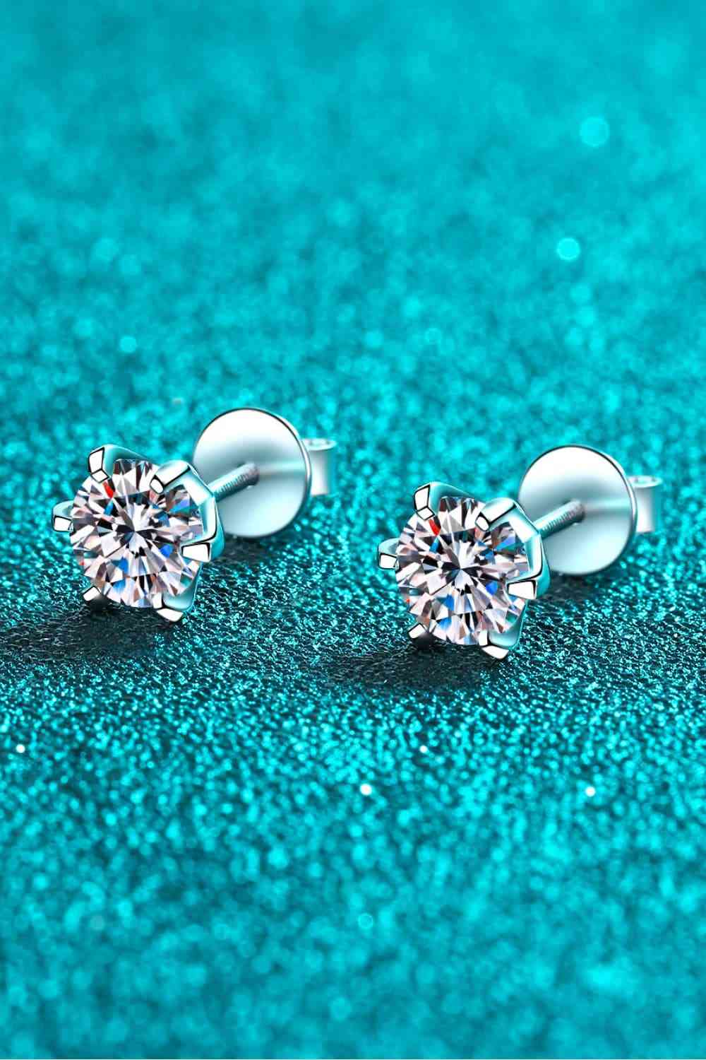 Classic "Everyday" 1 Carat Moissanite Rhodium-Plated Stud Earrings