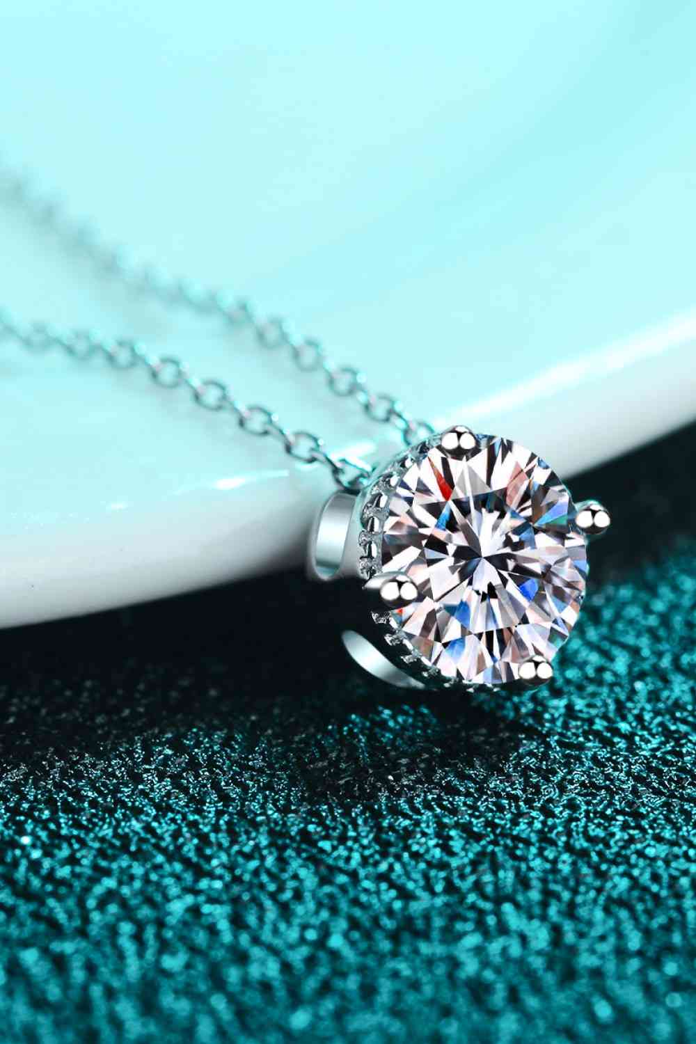 1 Carat Moissanite Round Halo Pendant Necklace