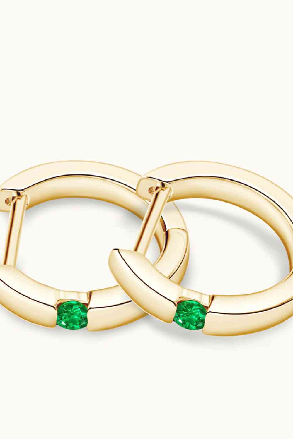 Lab-Grown Emerald Huggie Gold Earrings