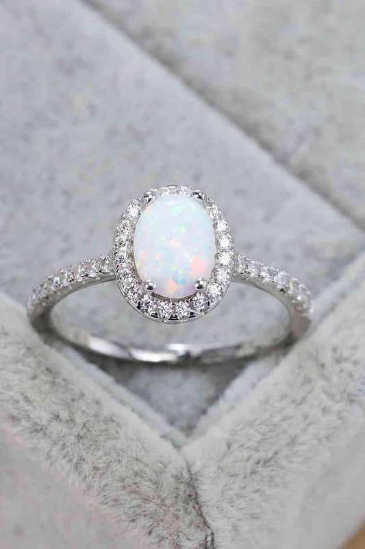 Mystical Opal Sterling Silver Halo Ring