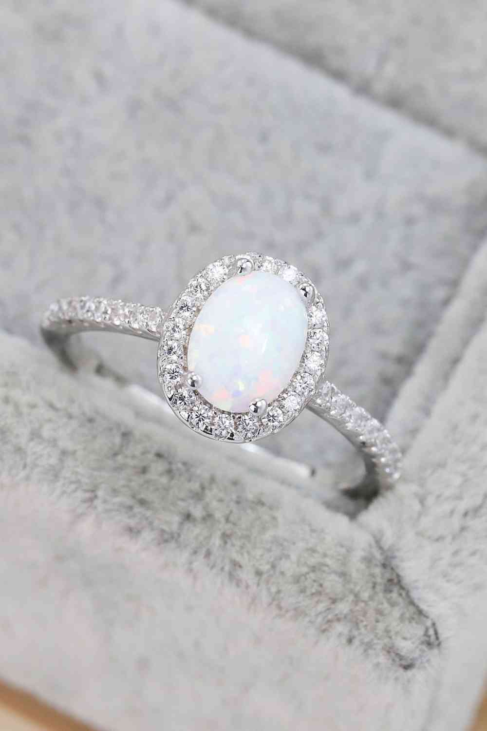 Mystical Opal Sterling Silver Halo Ring