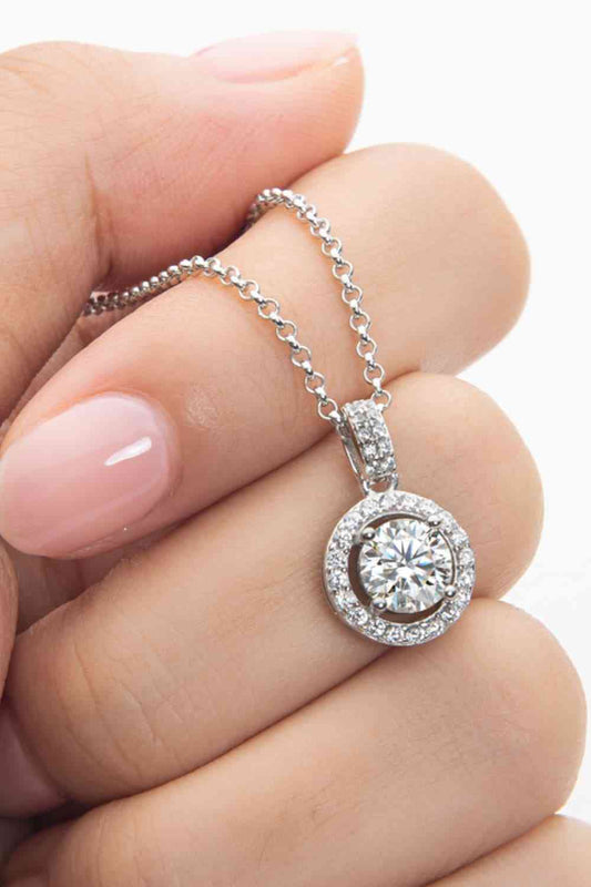 Classic Pave Halo Pendant ZC Sterling Silver Necklace