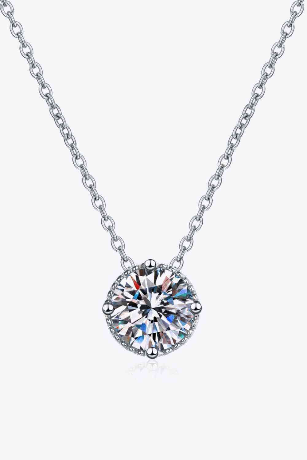 1 Carat Moissanite Round Halo Pendant Necklace