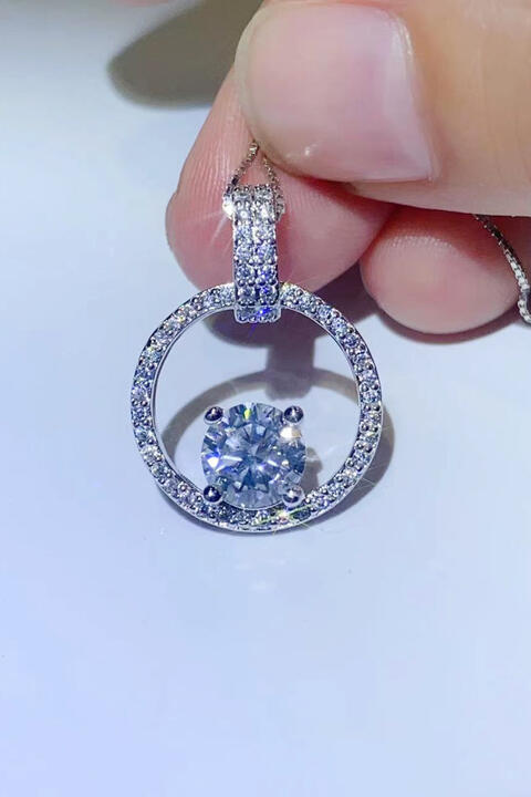 Floating Diamond 1 Carat Moissanite Sterling Silver Necklace