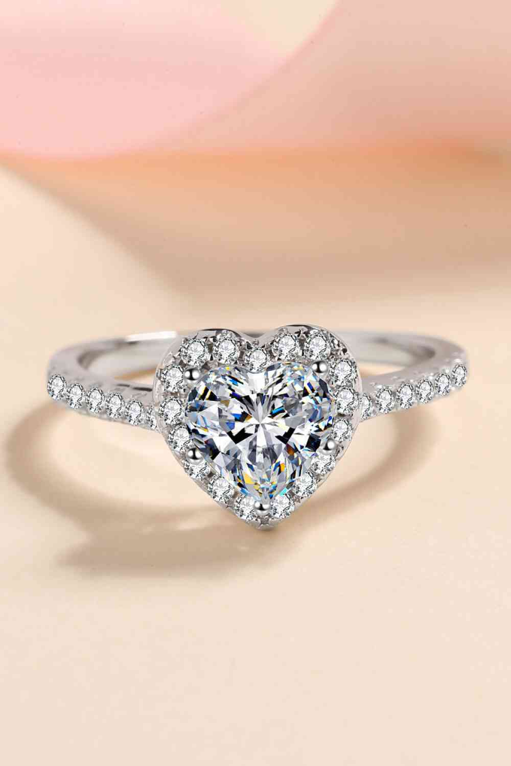 "My Whole Heart" 1 Carat Pavé Moissanite Heart-Shaped Ring