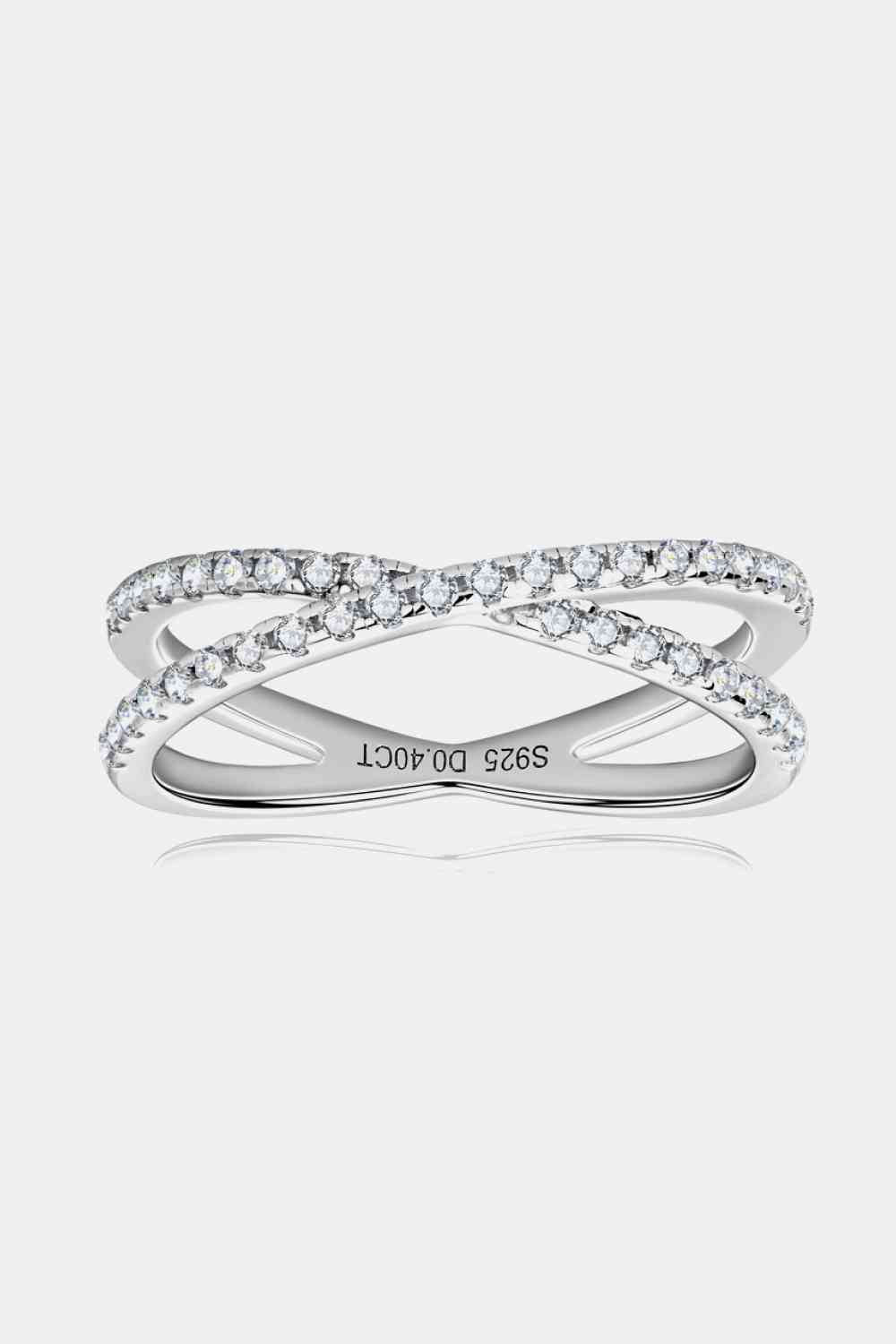 Moissanite Twisted Infinity Sterling Silver Crisscross Ring