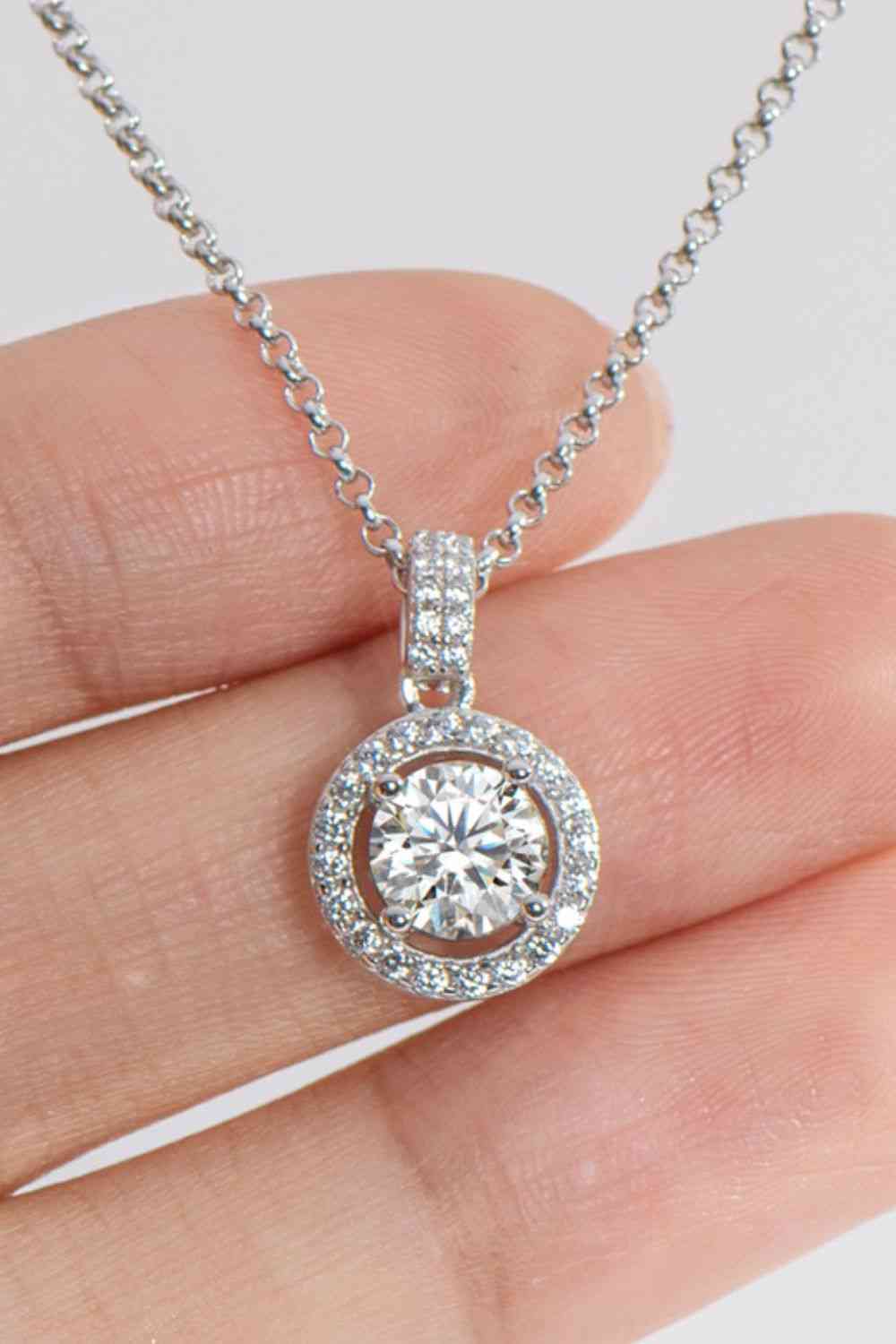 Classic Pave Halo Pendant ZC Sterling Silver Necklace