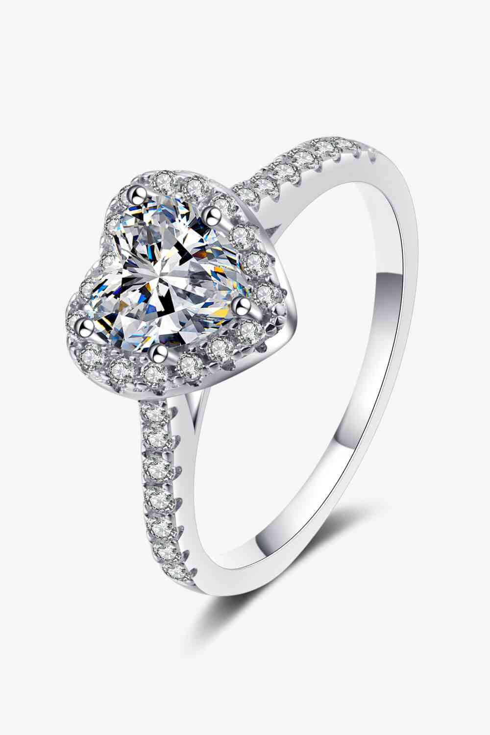 "My Whole Heart" 1 Carat Pavé Moissanite Heart-Shaped Ring