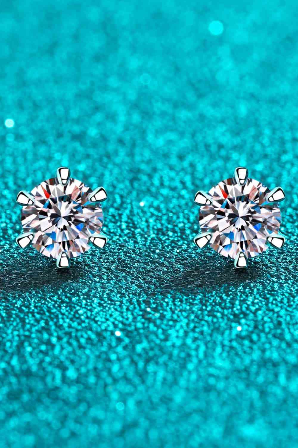 Classic "Everyday" 1 Carat Moissanite Rhodium-Plated Stud Earrings