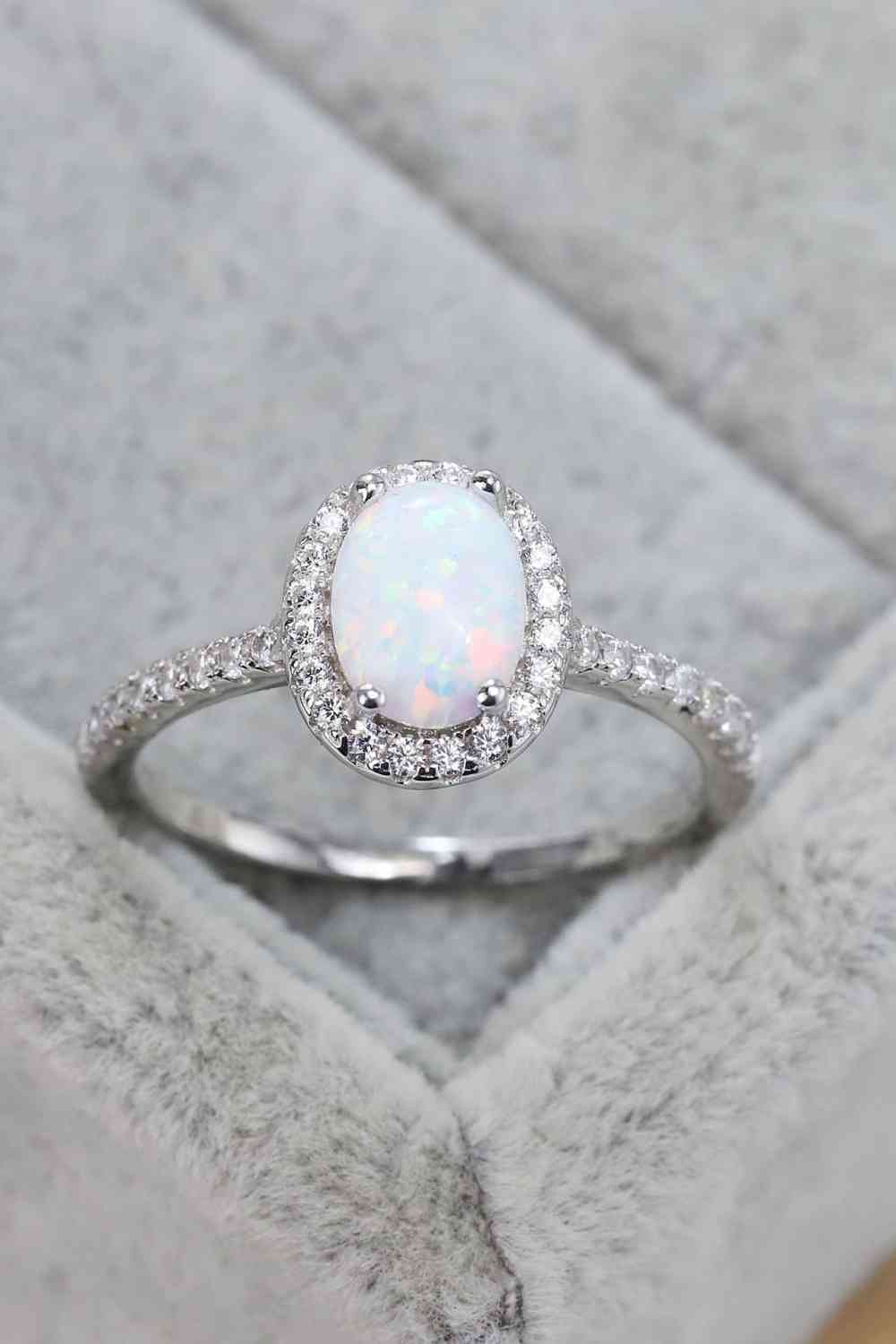 Mystical Opal Sterling Silver Halo Ring