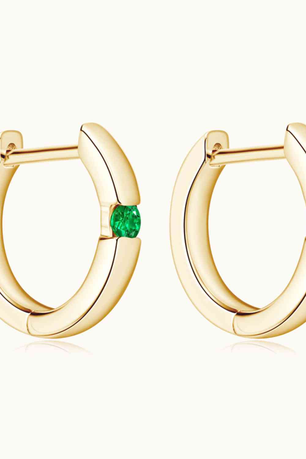 Lab-Grown Emerald Huggie Gold Earrings