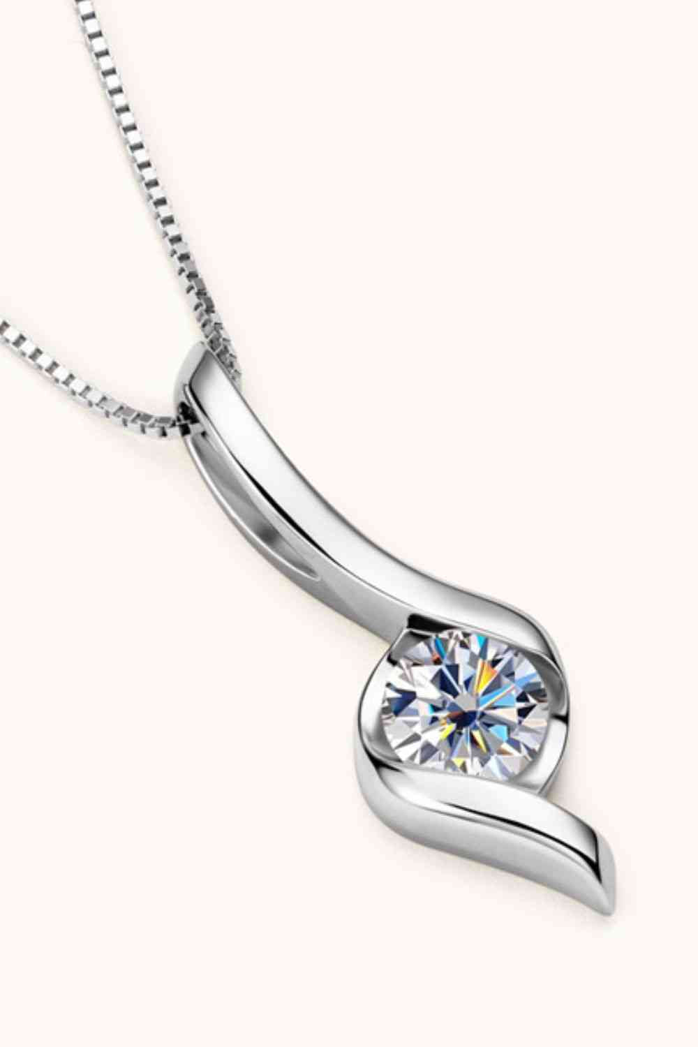 1 Carat Moissanite Pendant Sterling Silver Necklace