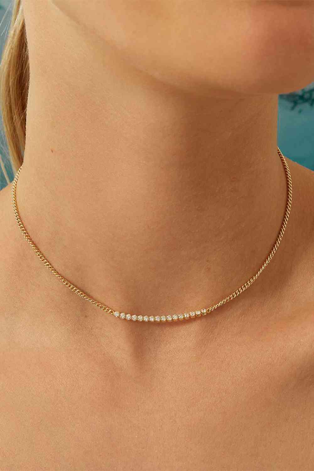 Platinum Diamond-Encrusted Bar Choker Necklace