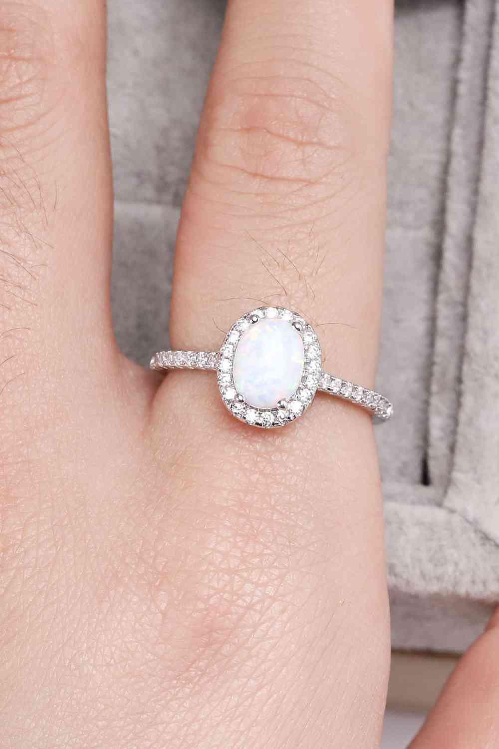 Mystical Opal Sterling Silver Halo Ring