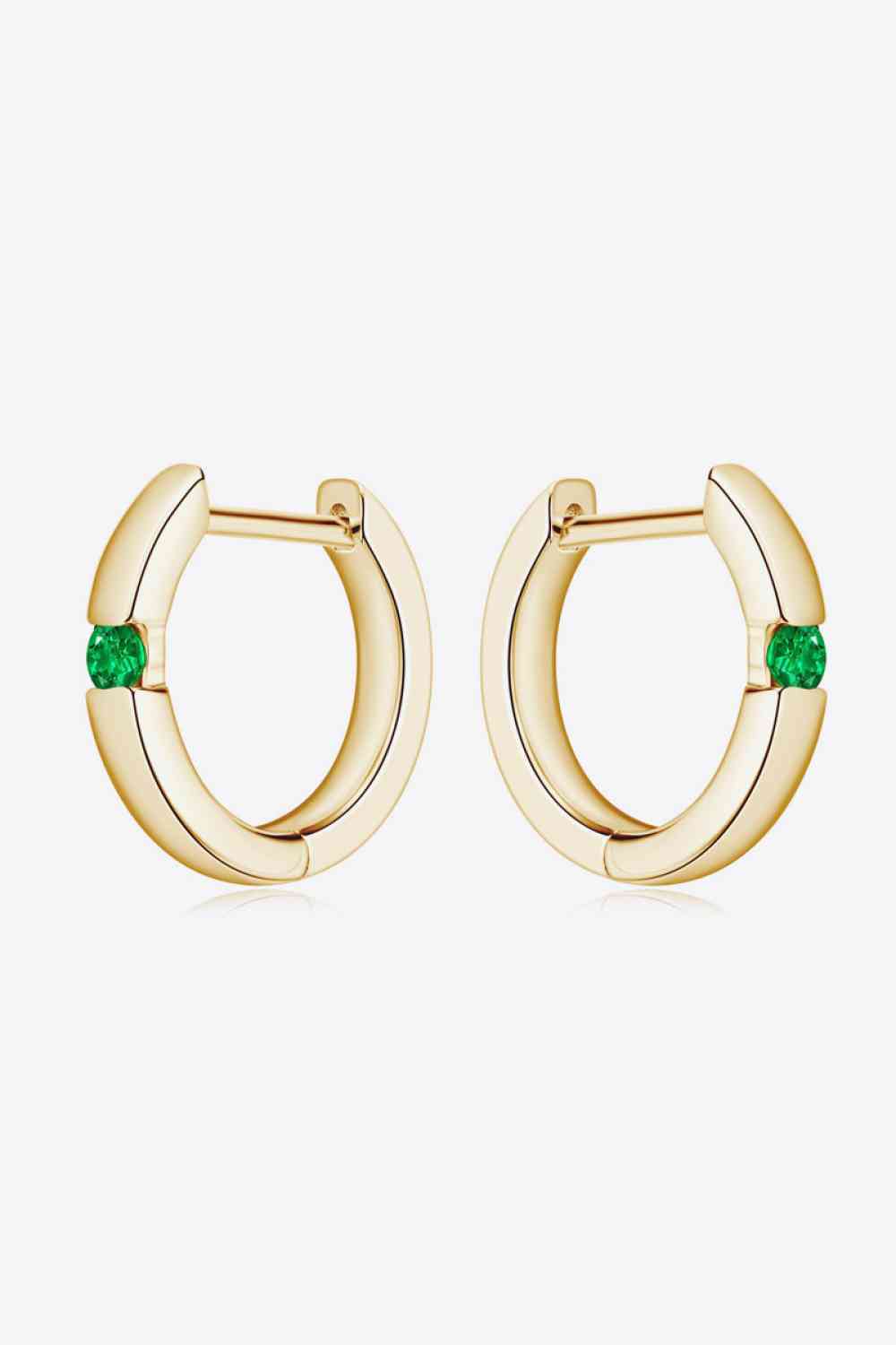 Lab-Grown Emerald Huggie Gold Earrings