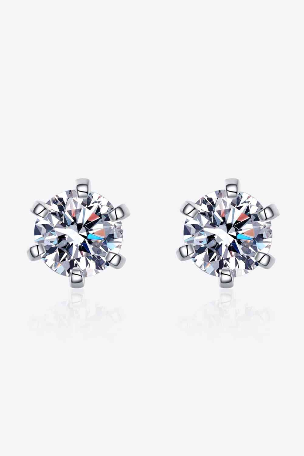 Classic "Everyday" 1 Carat Moissanite Rhodium-Plated Stud Earrings