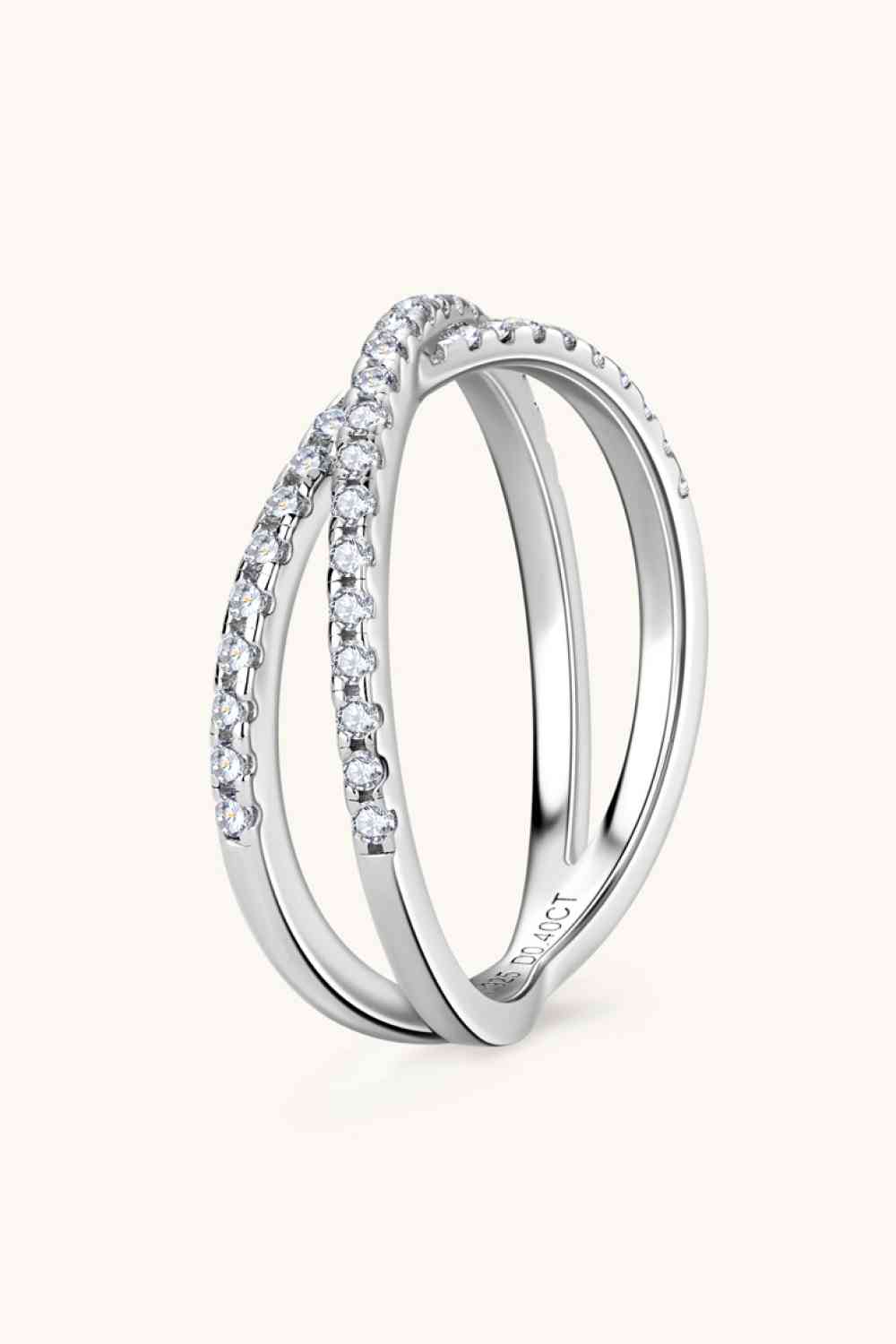 Moissanite Twisted Infinity Sterling Silver Crisscross Ring